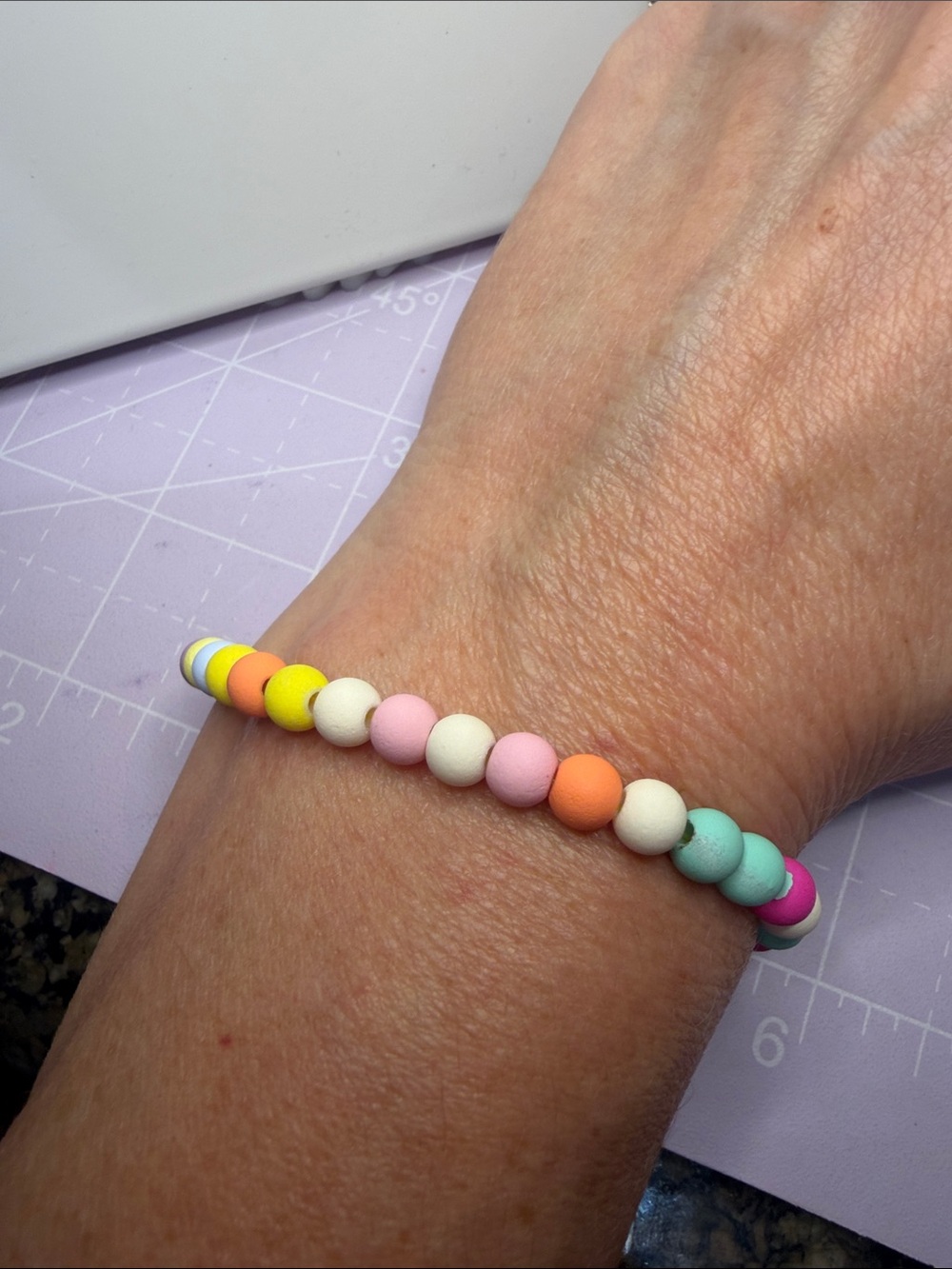 Pastel Bead Stretch Bracelet for Kids - Multicolor
